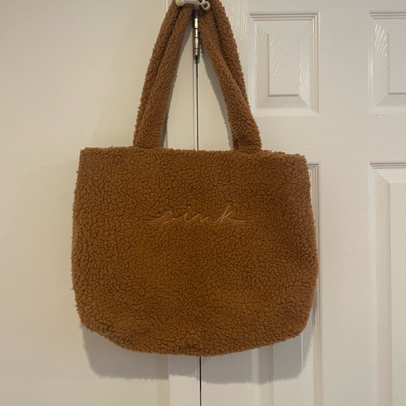 Victoria’s Secret PINK Brown Sherpa Teddy Tote - Picture 2 of 6